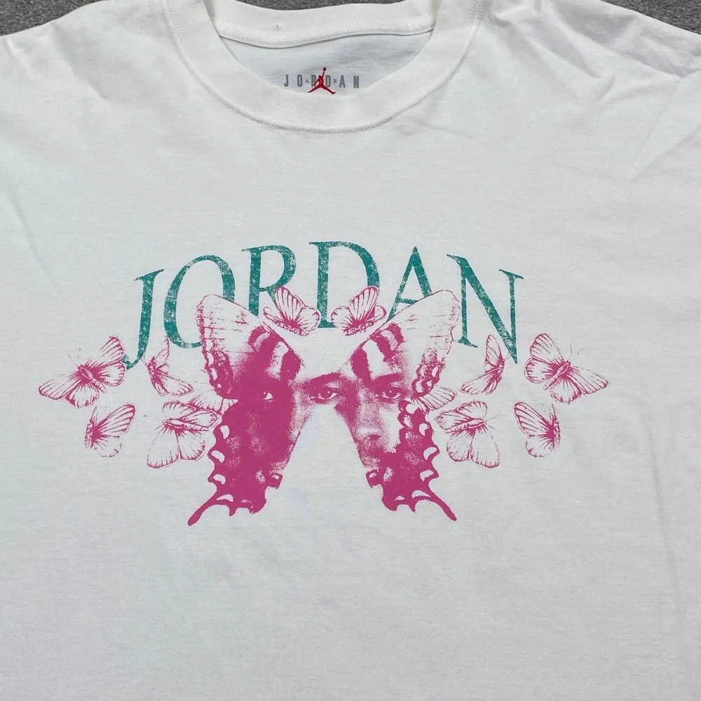 Jordan‎ Brand Men White Graphic T Shirt Butterfly Wings Graphic Tee XL